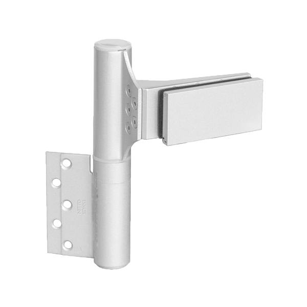 Hydraulic glass door hinges with an automatic door-closing mechanism